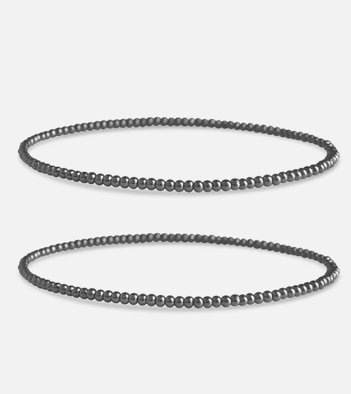 Hematite Beaded Stretch Bracelet Set of 2