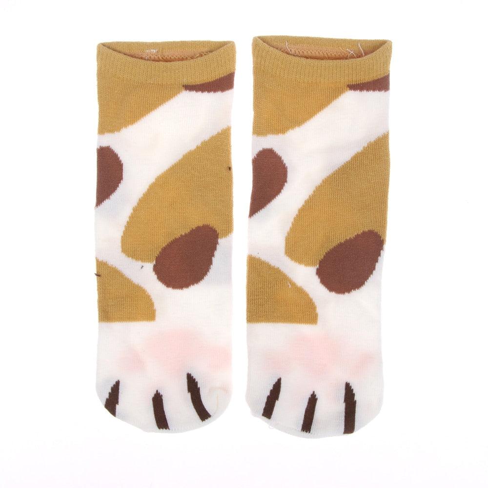 1 pair New Lady Girls Summer Winter Candy Color Kawaii Cute Socks Cartoon Cute Cats Paw Kitty Claws Ankle Short Socks Cute Paw Casual Ankle Socks For Men And Women