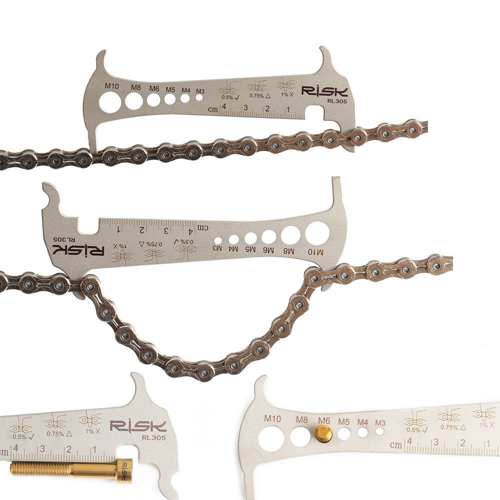 Risk Stainless Steel Go No-go Bike 3 In 1 Chain Checker Bike Road Bicycle Chain Wear Loss Indicator Checker W Chain Hook