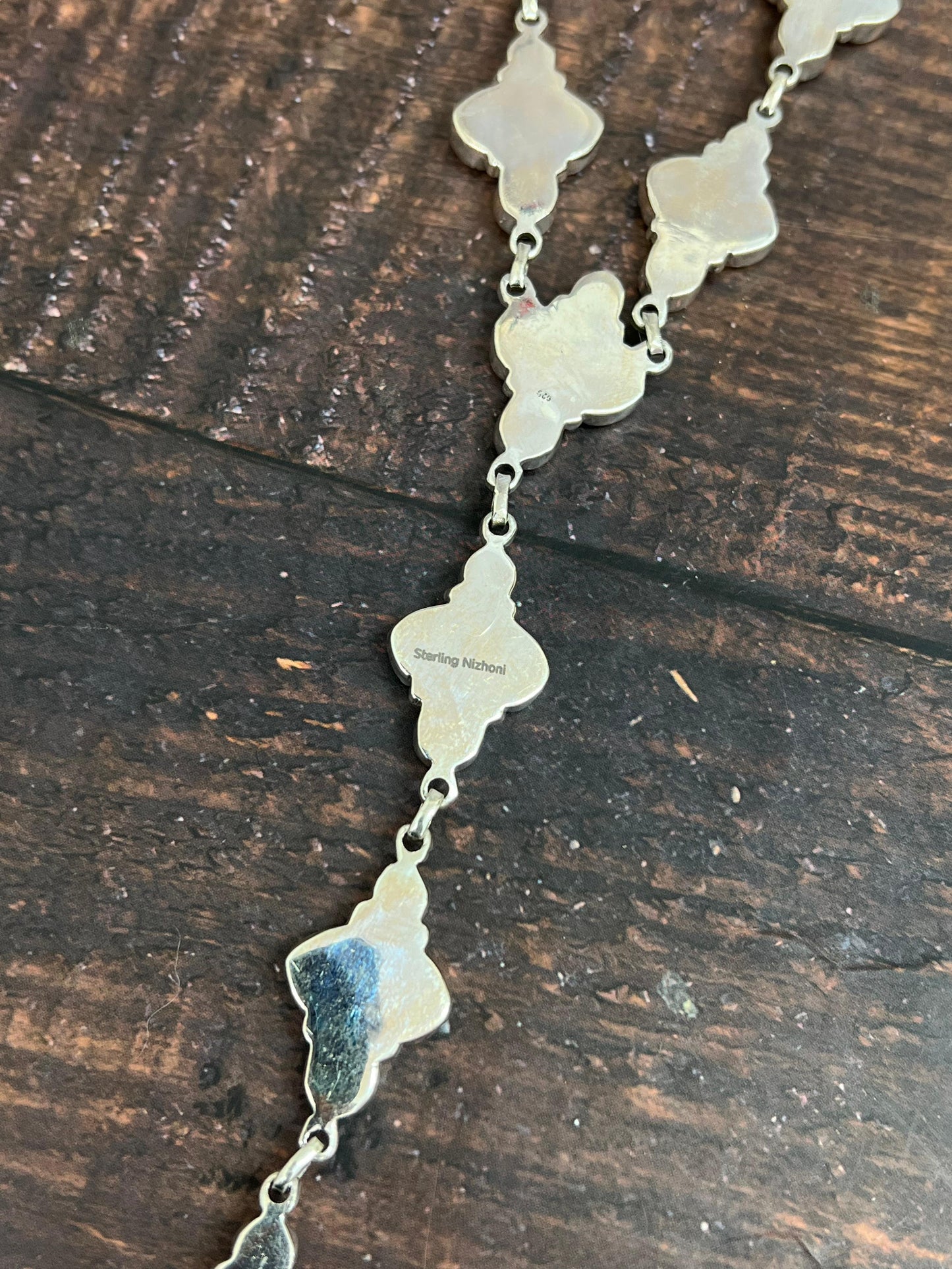 ** 4TH OF JULY ** Handmade Sterling Silver Synthetic Opal Necklace with Signed Nizhoni