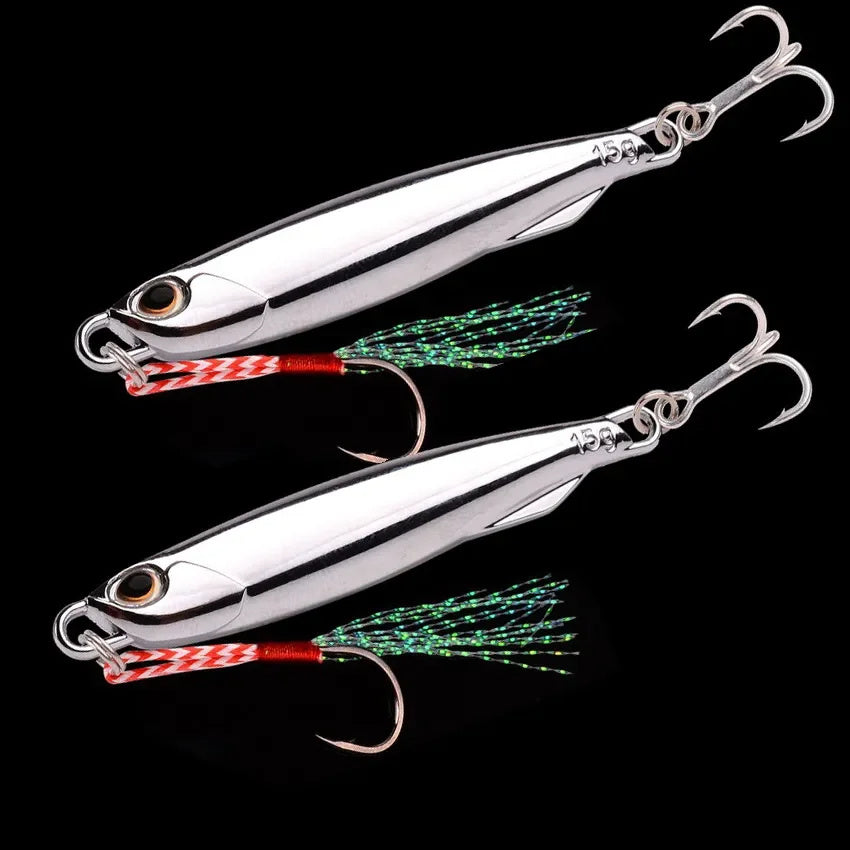 15g Plating Silvery Metal Jig Lure Sea Fishing Bait Fishing Lure Saltwater Bass Tackle