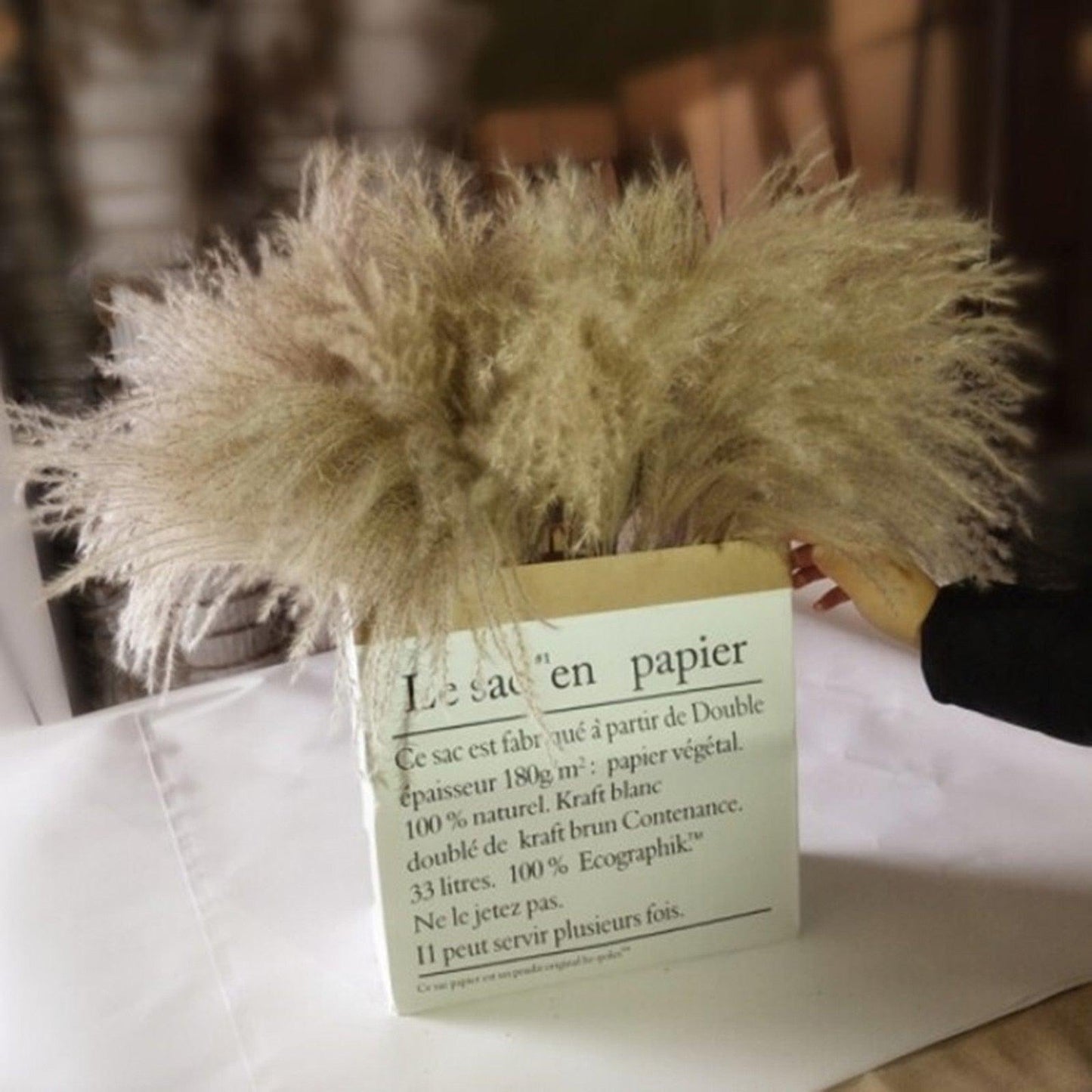 30/50pcs Bulrush Natural Dried Small Pampas Grass Artificial Decor Wedding Flower Bunch Home Office Floor Vase Filler for Living Room Kitchen And Event Decoration