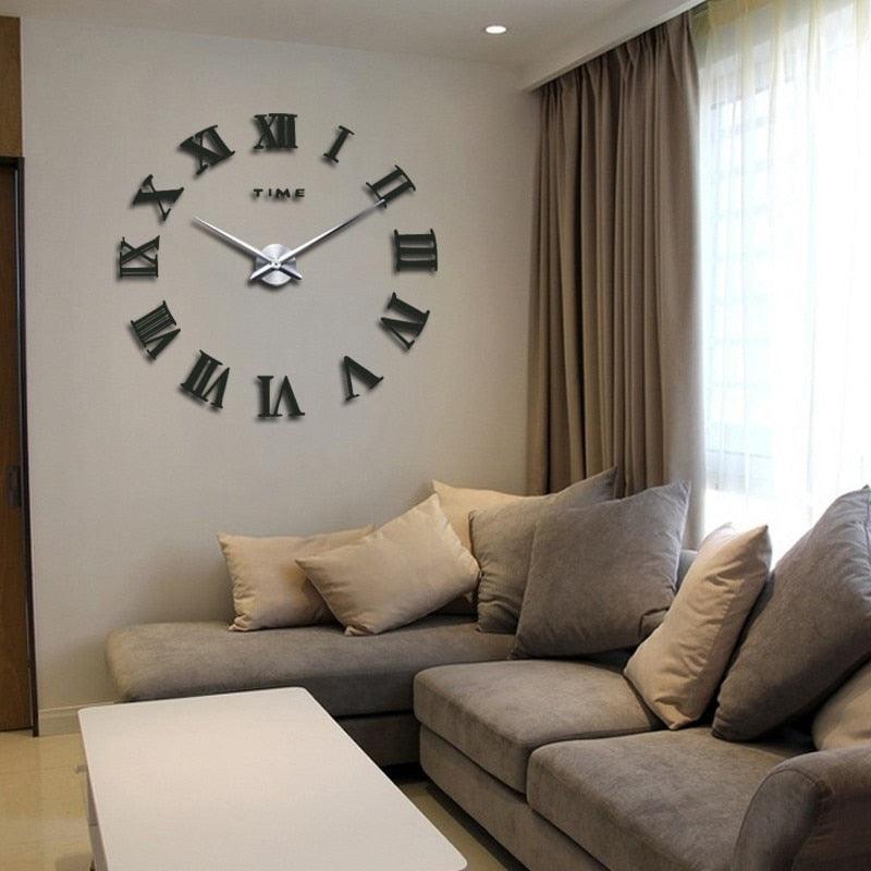 3D Big Acrylic Mirror Wall Clock Quartz Watch Still Life Clocks Frameless Wall Clock 3D Surface Mirror Wall Clock Modern Design Large Mute Wall Watches Stickers for Living Room Bedroom Home Decorations Modern Home Decoration Living Room Stickers