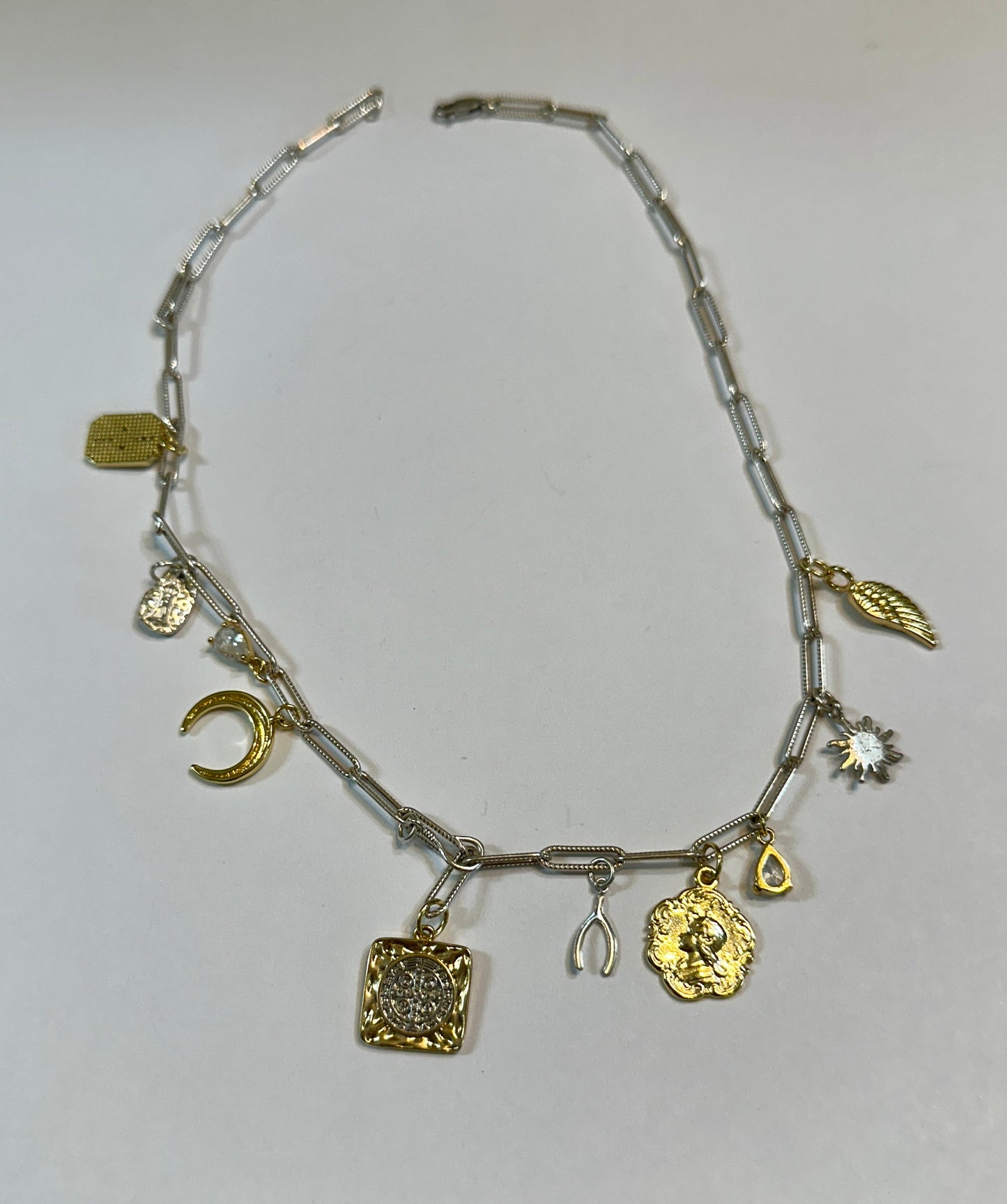 Signs and Symbols Mixed Metals Charm Necklace