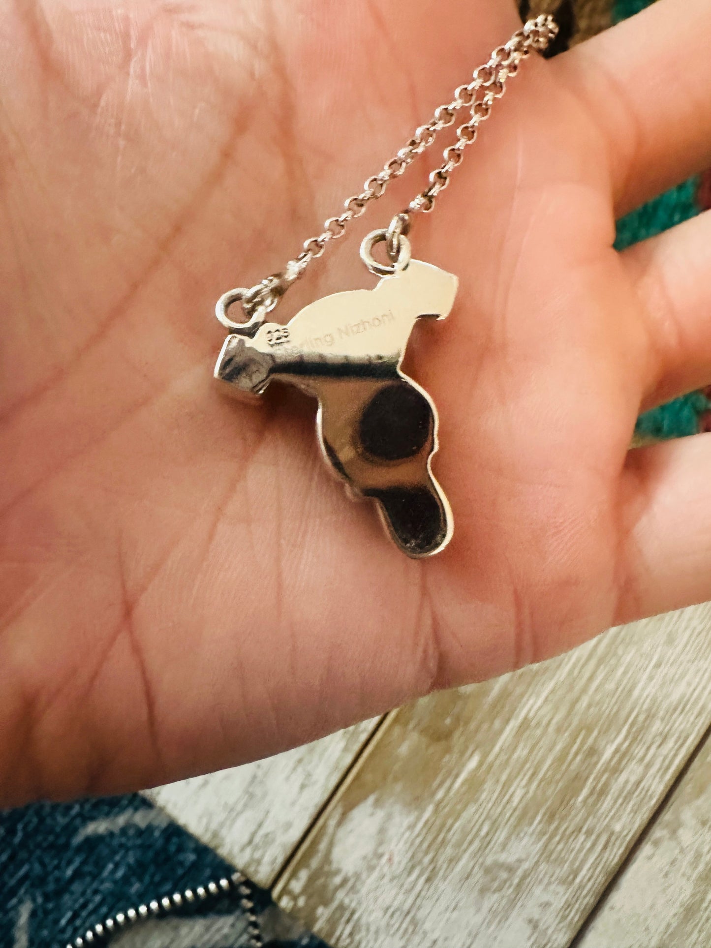 ** Christmas Collection ** Handmade Sterling Silver, Turquoise & Coral Necklace Signed Nizhoni