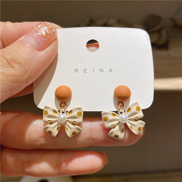 Winter Female Bowknot Earrings Delicate Temperament