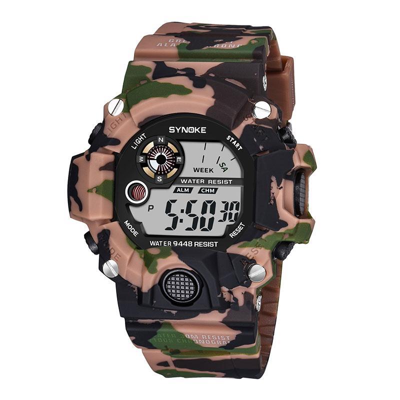 Shock Military Army Mens Watch In Camouflage Style With LED Digital Back Light With Luminous Effect