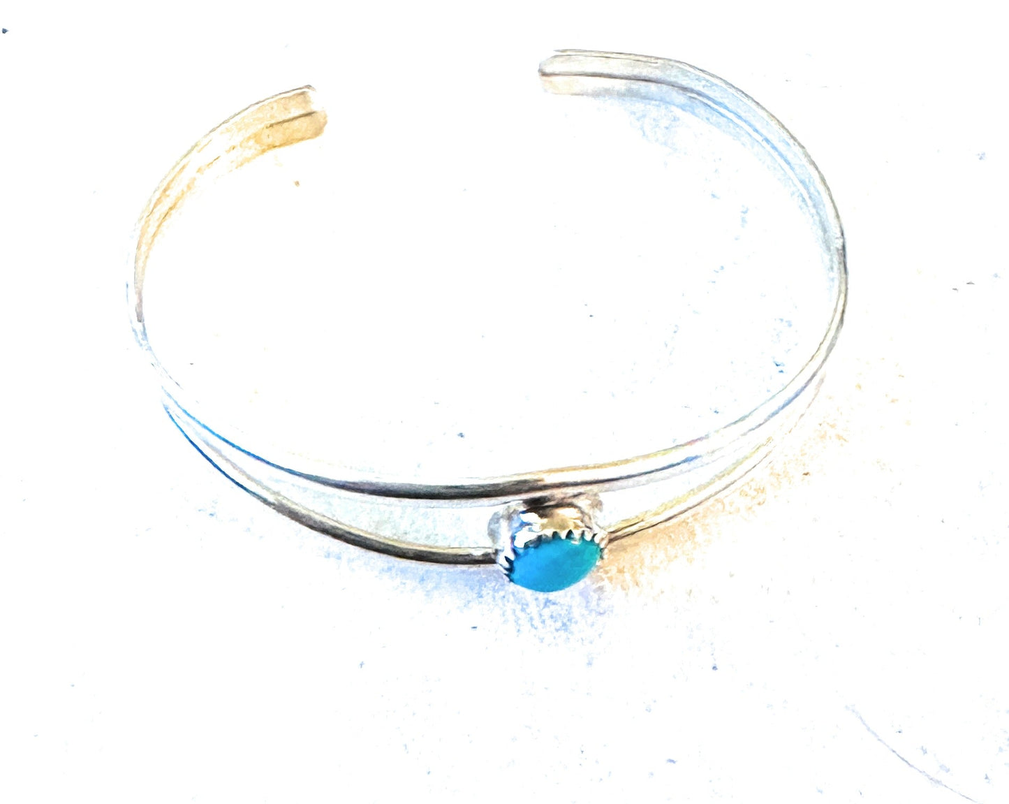 Handcrafted Sterling Silver & Turquoise Baby Cuff Bracelet /