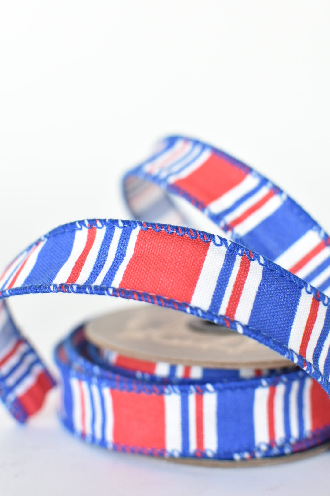 1" x 10yd Red, White, + Blue Horizontal Printed Stripe Ribbon