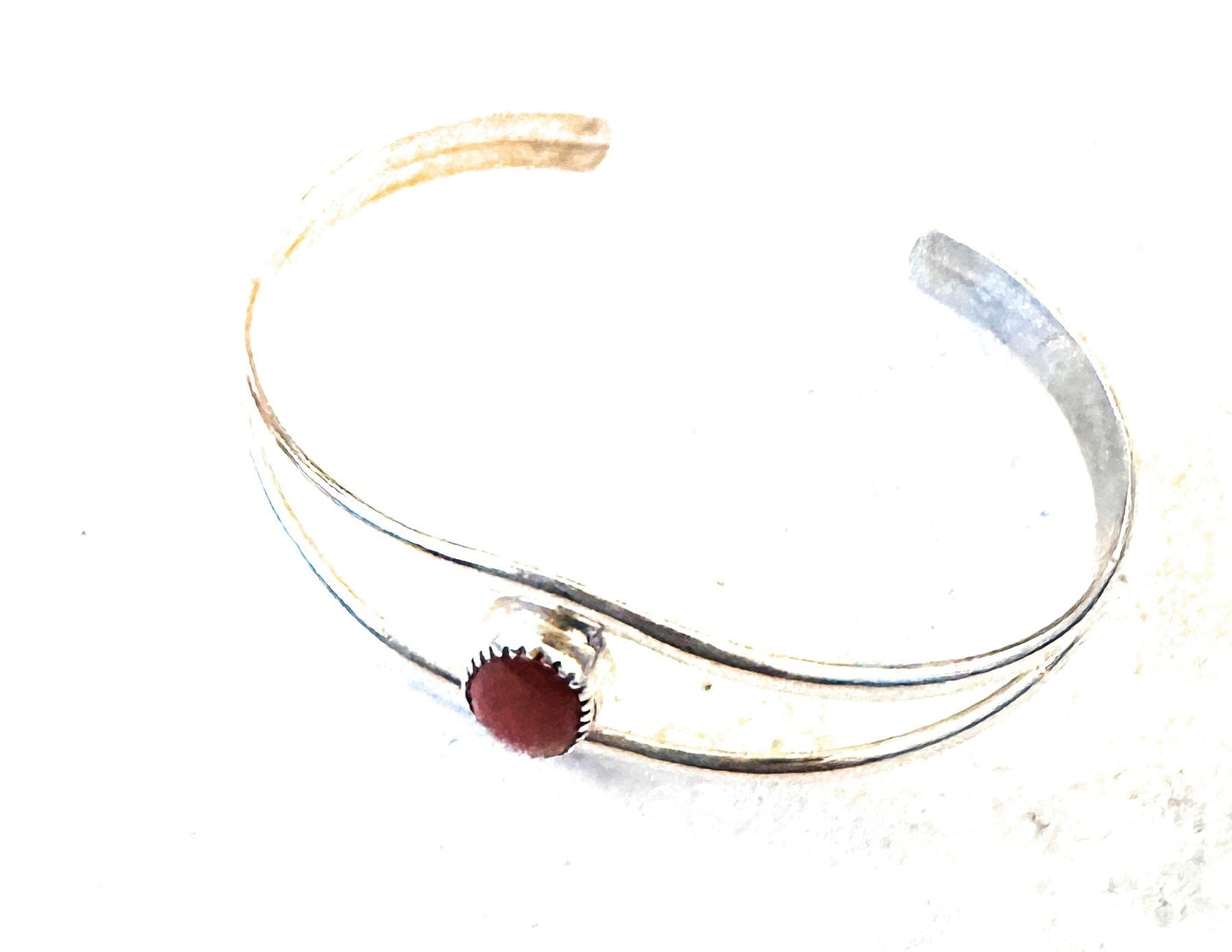Handcrafted Sterling Silver & Coral Baby Cuff Bracelet