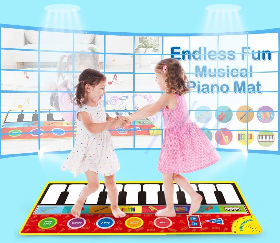 Big Size Music Piano Carpets & 8 Instruments Guitar Accordion Violin Sounds Musical Play Mat Educational Toy For Kids