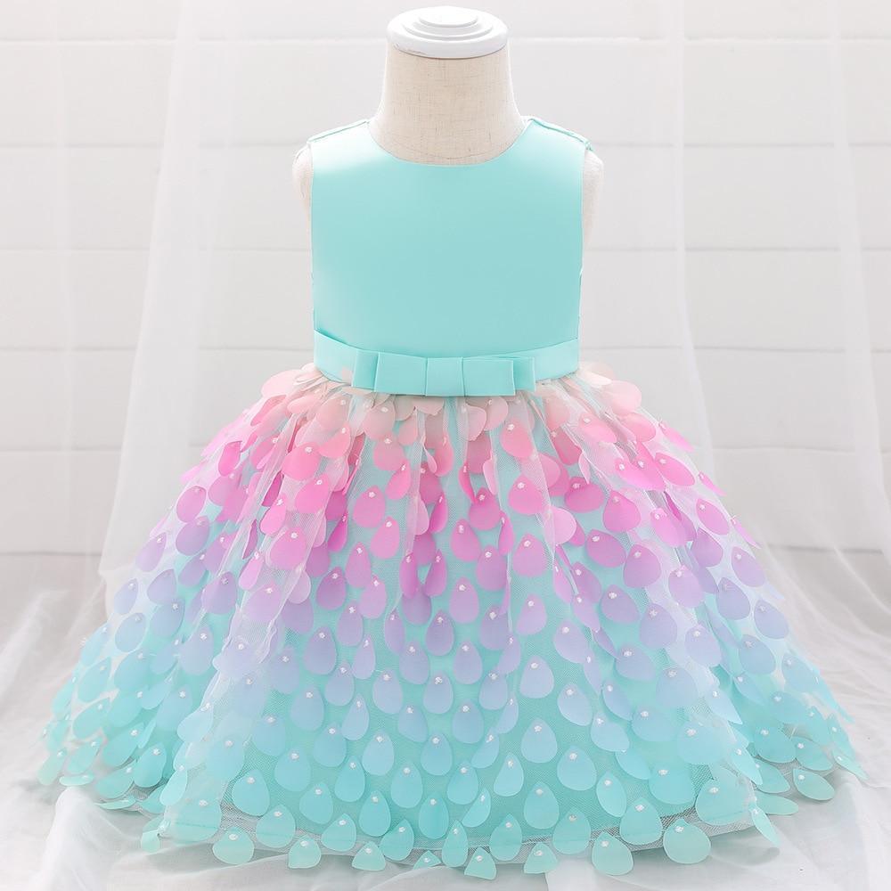 Newborn Baby Girls Clothes Christmas Princess Dress Lace Colorful Sequins Girls Wedding Party Ball Gown