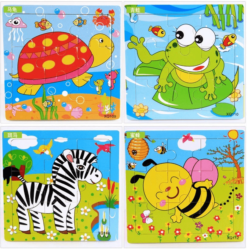 1 Pcs Animal Wooden Puzzles For Children In Wooden 3D Mosaic Puzzles Kids Educational Toys Design For Baby Birthday Gifts