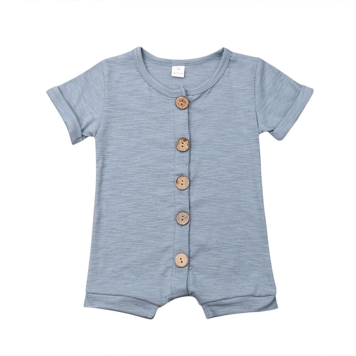 Summer Newborn Baby Boys Girls Short Sleeve Romper Solid Jumpsuit For Girls In elegant Colors
