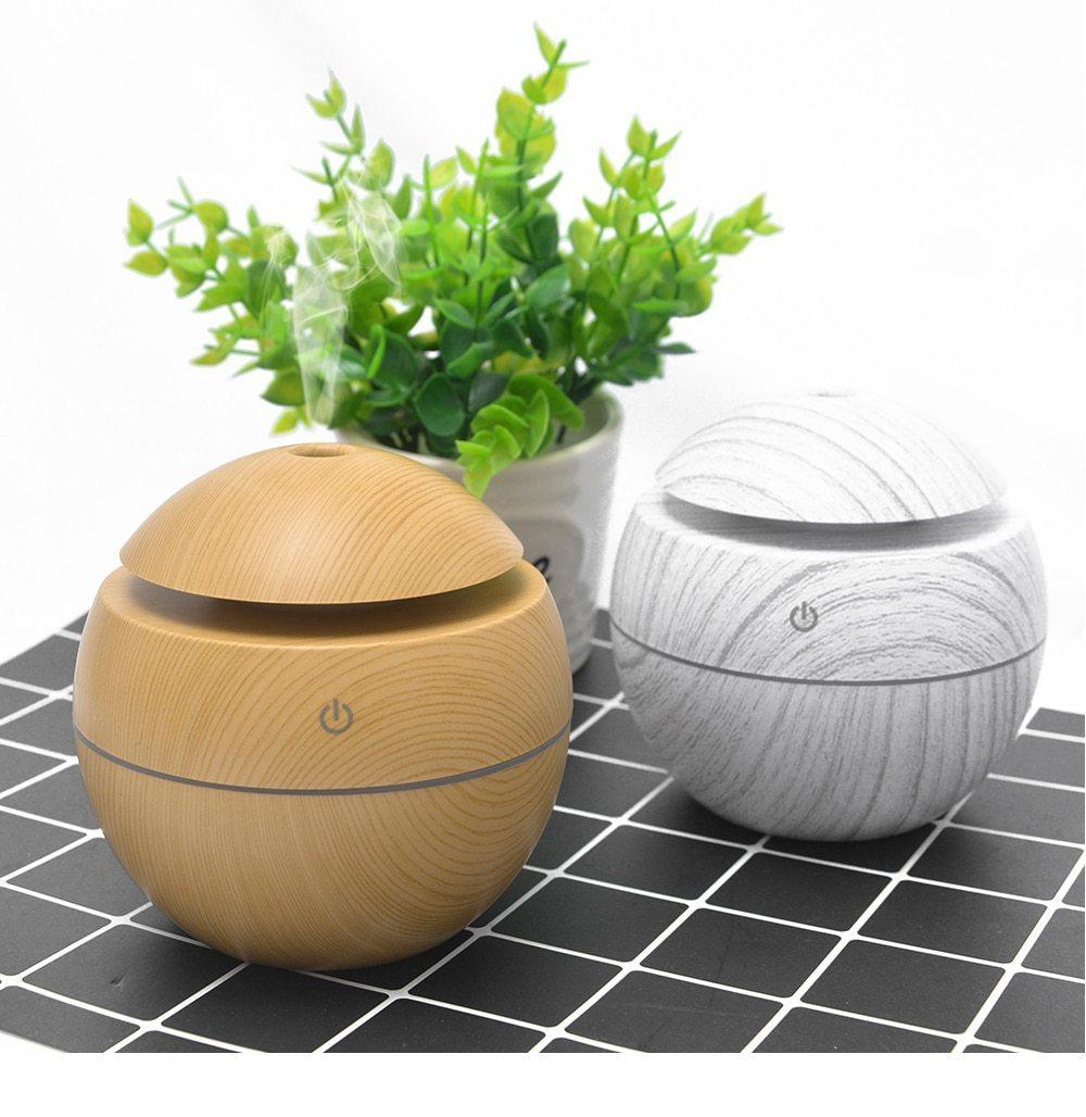 Mini Air Humidifier Ultrasonic USB Aroma Wood Grain LED Night Light Electric Essential Oil Diffuser Aromatherapy Home
