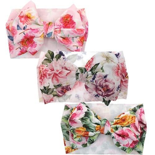 Handmade Luxury 3PCS Baby Accessories Turban Baby Girl Headbands Printed Big Bows Fabric Bow Infant Headwraps bow For Kids