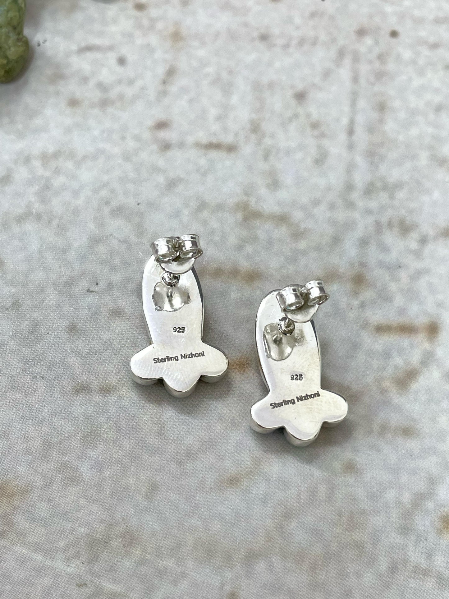 Handmade Sterling Silver Honey Dahlia with Kingman Turquoise Post Earrings with Signed Nizhoni