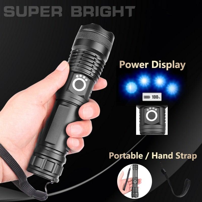 Adjustable Rechargeable Powerful Zoomable LED USB Flashlights High Lumens Powerful Tactical Waterproof Super Bright Flashlights Best For Camping Outdoor Hiking Running Riding
