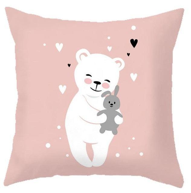 Baby Cushion Whale Print Kids Decoration Cute Rabbit Bear Eyelashes Love Decorative Bunny Pillow Case Cute Animal Little White Rabbits Pillows For Home 45x45CM