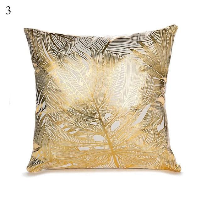 Beautiful Gold Print Pillow Cover Home Cotton Modern Decorative Pillowcase Gold Cushion Cases Decorative Cushions For Sofa Seat Covers Pillow Case