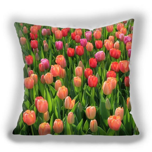 Bright Red Flower Cushion Cover Home Fashion Decoration Red Orange Pink Poppy Flowers Decorative Throw Pillow Cover Case Cushion Home Living Room Pillow Case Super Soft Short Plush Cushion Cover 45x45CM