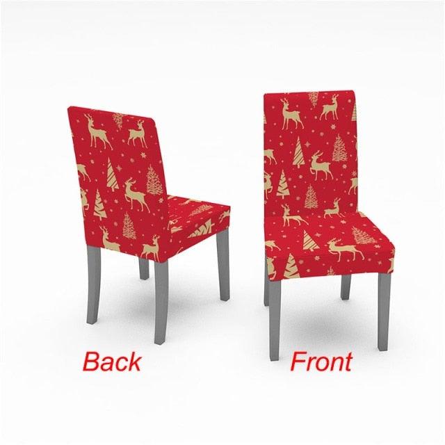 Christmas Chair Cover Stretch Spandex Digital Printed Silla Kitchen Dining Chair Covers Home Party Xmas Decor Stretch Chair Cover for Dining Room Chair Protector Seat Cover Stretch Slipcover Christmas Bell Furniture For Living Room Ceremony Hotel