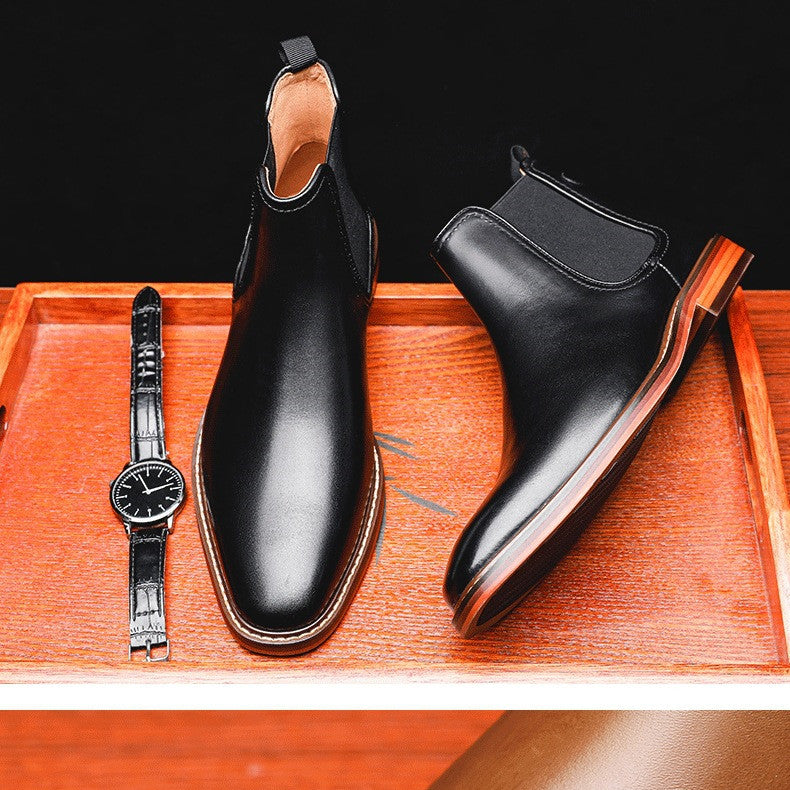 Winter Men's Business Leather Short Boots