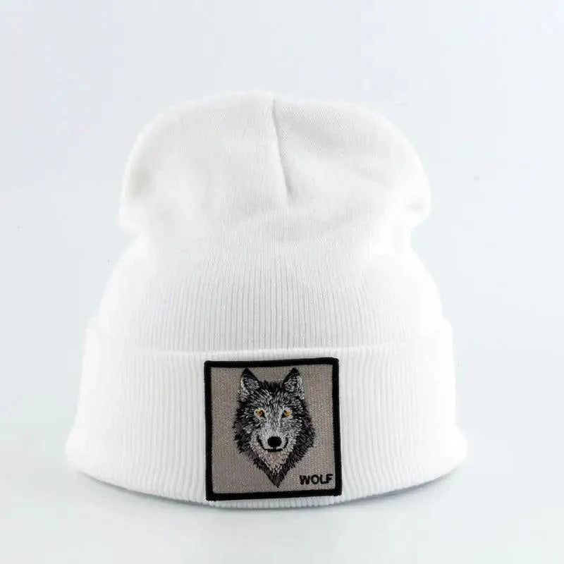 Fashionable Warm Animal Theme Wolf Knitted Unisex Beanies For Women Soft And Comfortable Beanies For Winter And Autumn
