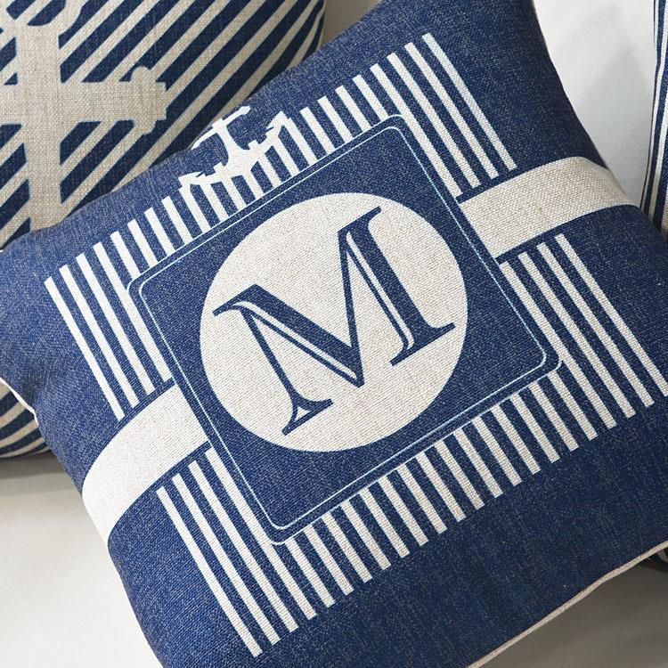 Home Decorative Pillows Mediterranean Pillow Cover Blue Anchor Navigation Compass Sailboat Pillowcase Decorative Cushion Cover For Home Cover Sea Blue Compass Marine Ship Linen Pillow Case Cushion Cover 45x45CM