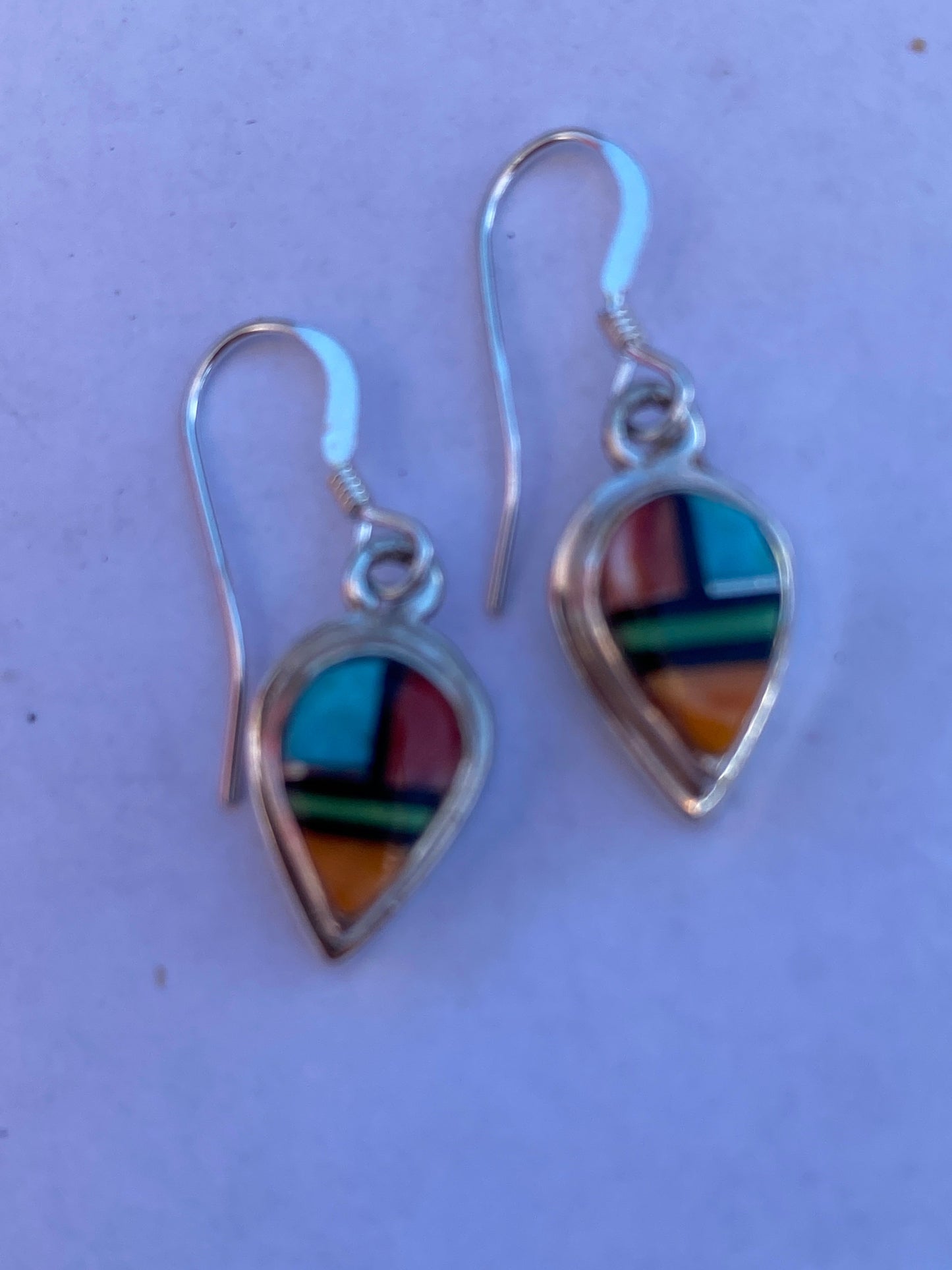Handcrafted Turquoise Orange Spiny Drop Dangle Earrings