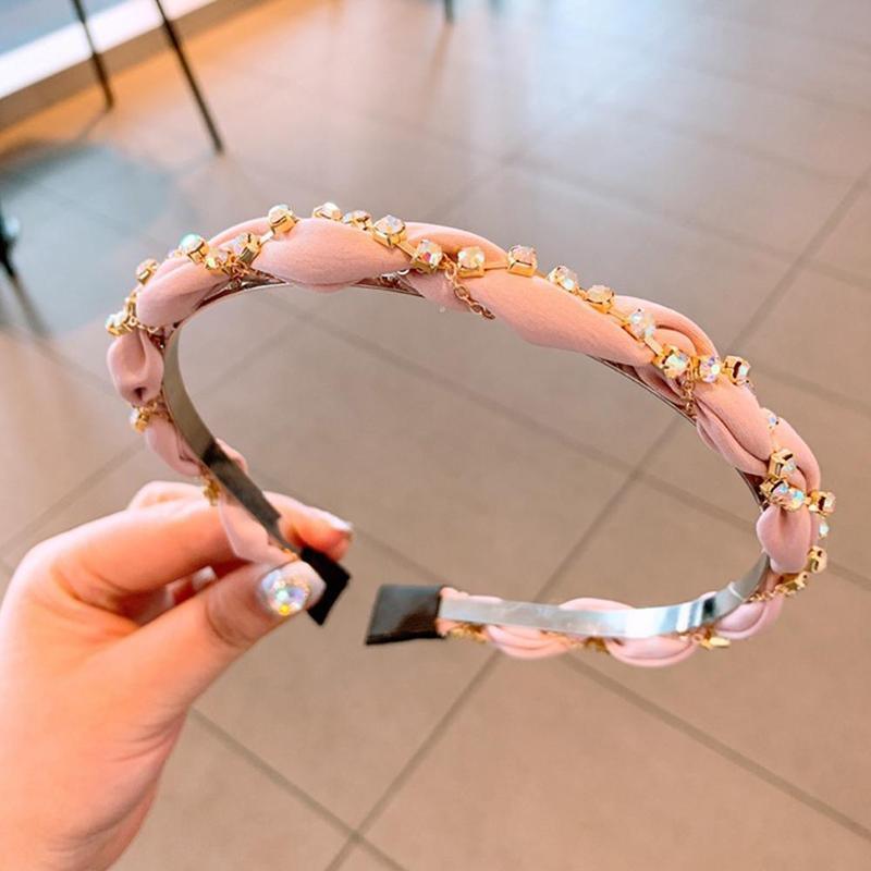 Luxury Crystal Rhinestone Cross Hair Bands For Girls Women Chiffon Stylish Headwear Korean Hair Bands Hoop New Fashion Gorgeous Hair Accessories For Women