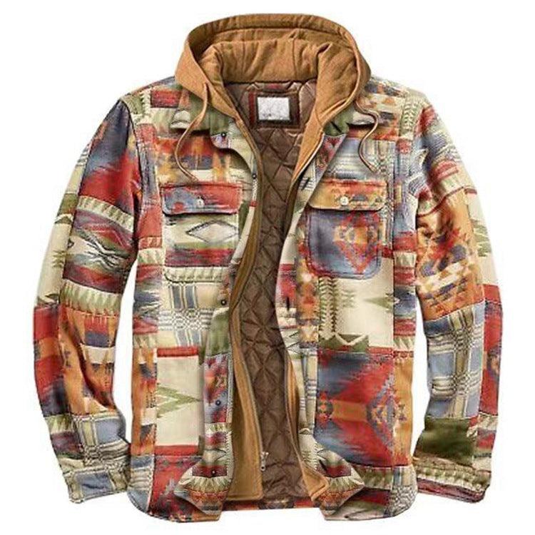 Men's Autumn Winter Jacket Plaid Hooded Long Sleeve Basic Casual Shirt Jackets Men's Long Sleeve Soft Warm Jacket With Hood Hooded Shirt Jacket Soft Long Sleeve Outdoor Clothes For Men