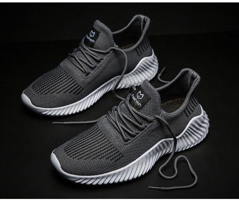 Mens Breathable White Trendy Sneakers Casual Design Light Walking Running Trainers Casual Breathable Mesh Men Running Shoes Walking Sneakers