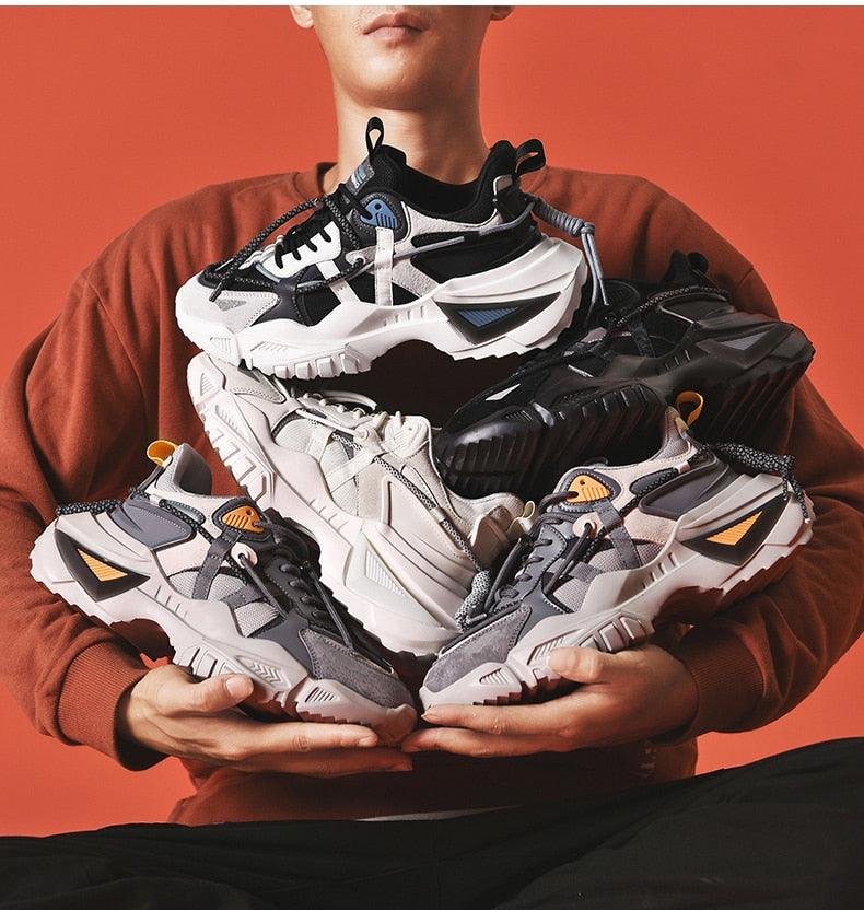 Mens Strong Casual Fashion Chunky Sneakers Height Increasing Spring Thick Sole Footwear Fashion High Quality Sneakers Slip on Walking Shoes High Top Casual Shoes For Men