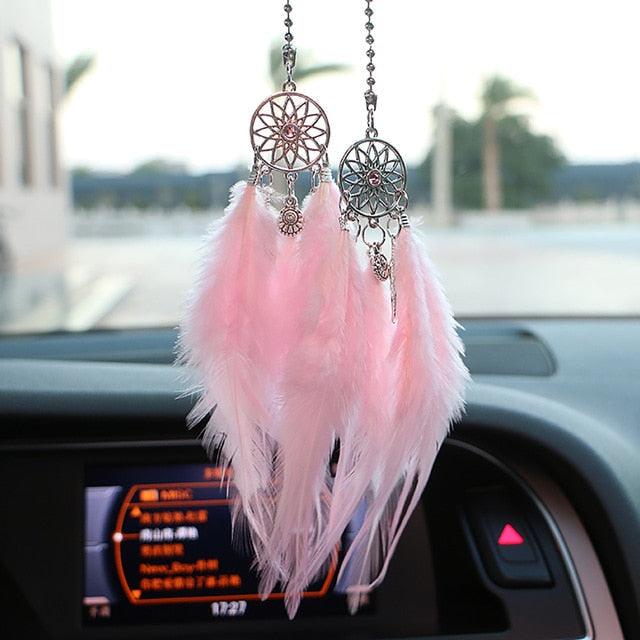 Mini Dream Catcher Car Pendant Wind Chimes Feather Decoration Home Decor Dream Catchers Car Handmade Hanging Charm Wind Chime Traditional White Feather Ornaments Wall Hanging Adornment Handmade Dreamcatcher Gifts