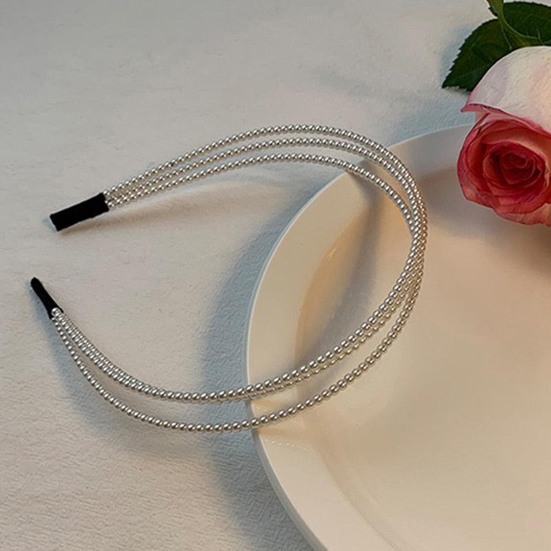 New Women Elegant Full Pearls Simple Hairbands Sweet Headband Hair Hoops Holder Ornament Head Band Lady Fashion Gorgeous Hair Accessories For Women