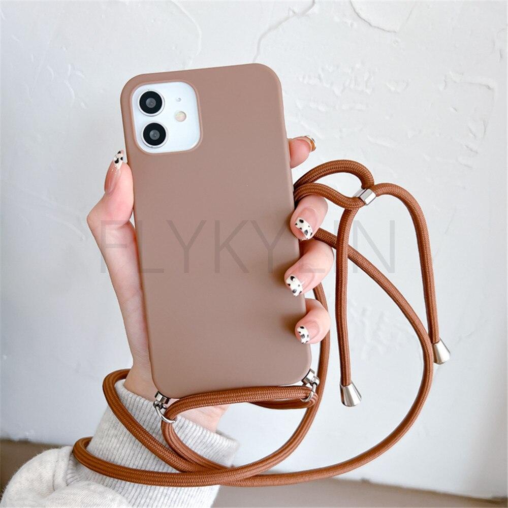 Phone Case Strap Cord Chain Phone Case For Xiaomi Redmi Note 10 9 10S 9S Pro Max 10 9 9A 9C Cover Mi POCO X3 NFC Pro 12 Pro 11 Lite Crossbody Case Soft Matte Phone Holder with Neck Strap