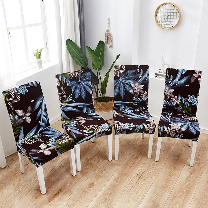 Printed Polyester Fabric Chair Cover Washable Chair Covers Seat Slipcovers Stretch Dining Seat Case For Home Stretch Removable Washable Dining Room Chair Protector Slipcovers/Home Decor Dining Room Seat Cover Multiple Styles