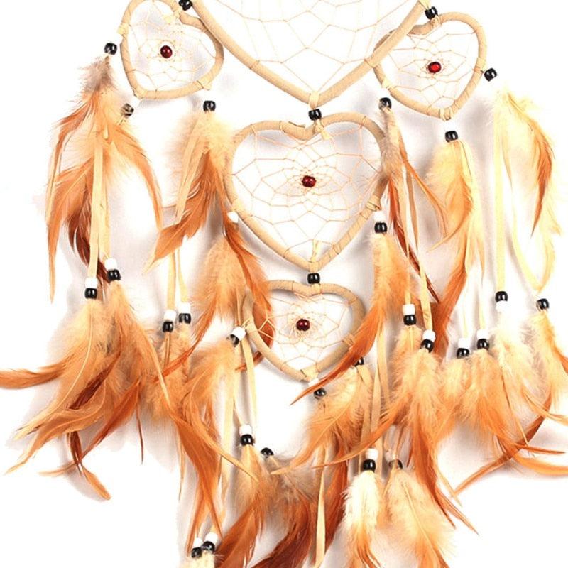 Handmade Dream-catcher Traditional Heart Dream Catching Ornaments Feather Ornaments Wall Car Hanging Wind Chimes Ornaments Home Hanging Room Birthday Decoration For Mom Pendants Ornaments