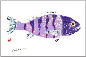 Purple Striped Fish Placemat | Coastal