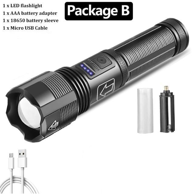 Rechargeable Tactical Flashlight USB LED High Quality Zoomable Torchlight High Lumen Super Bright Flashlight Waterproof Flashlight For Outdoor Best Camping Hiking Riding Flashlight