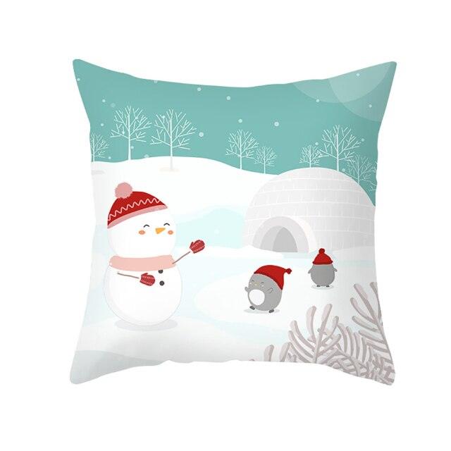 Santa Pillowcase Happy New Year 2022 Merry Christmas Gifts Xmas Decor Christmas 1PCS Pillow Case Sofa Decorative Santa Claus Xmas Throw Pillowcase Cotton Linen Square Cushion Pillow Covers For Home Cushion Cover 45x45CM