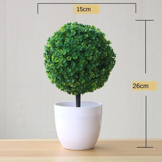Small Green Artificial Pot Decor Bonsai Green Fake Flowers Potted Ornaments for Home Garden Decor Party Hotel Decor