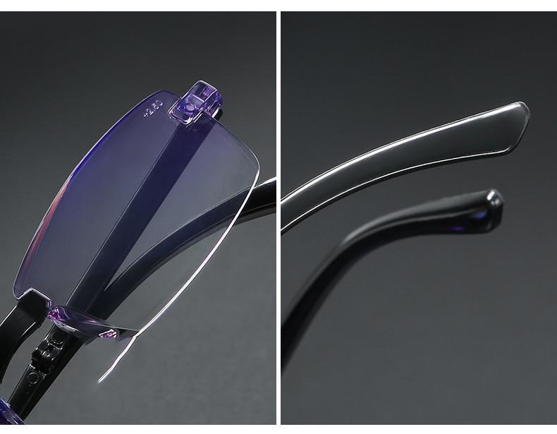 Stylish Fashionable Blue Light Blocking Rimless Reading Glasses Women Men Simple Modern Square Frameless Diopters Glasses Frameless Reading Glasses Blue Light Blocking Rimless Computer Reader Lightweight Anti Glare Filter Eyeglasses