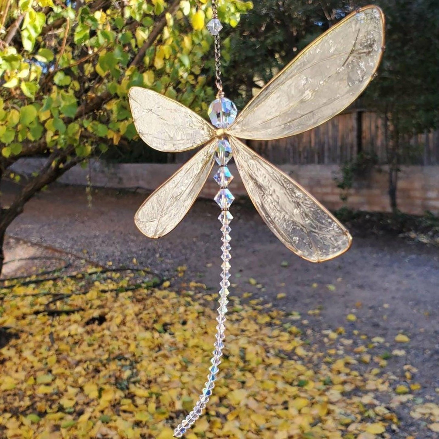 Sun Catcher Ornament Window Crystal Guardian Angel Wing Prism Pendant Rainbow Maker Collection Crystal Dragonflys Sun-catcher Wind Chimes Home Garden Hanging Decor Gifts Photography Prop Festival Decoration