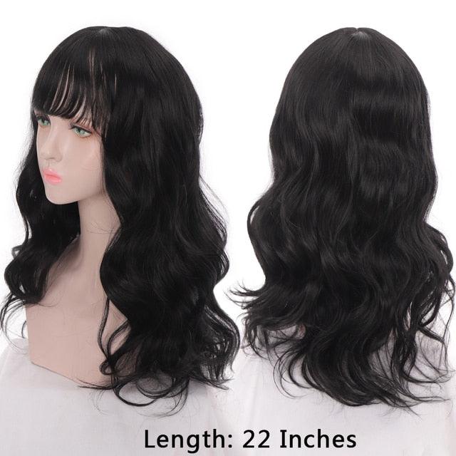 Synthetic Wigs For Women Daily Cosplay Long Water Wave Lolita Wig With Bangs Cold Brown Heat Resistant Hair Bob Wigs For Black Women Cosplay Wigs For Women Gifts for Girlfriends