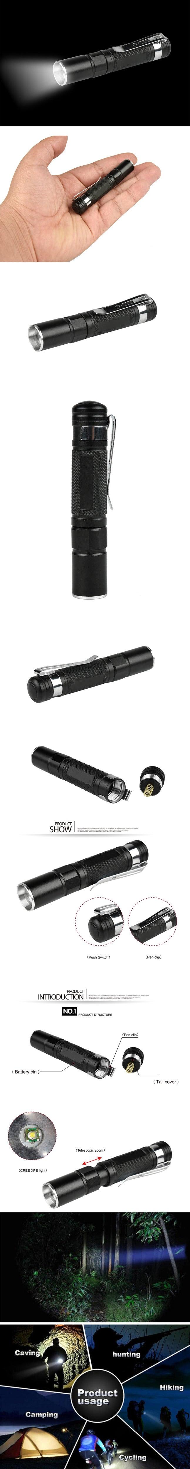 Tactical Adjustable Flashlight Super Bright LED Mini Flashlights With Belt Clip Waterproof Zoomable Mini Brightest Best Flashlights Portable Torch Powerful For Hiking Camping