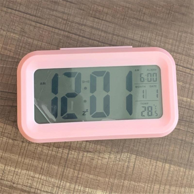 Time and Temperature Digital Table Snooze Alarm Clock LCD Display Bedside Alarm Clock with Snooze Backlight Night Light Date and Temperature Sleep Timer for for Heavy Sleepers Children Wake Up Kids Alarm Clock Night Light for Children Desk Clock