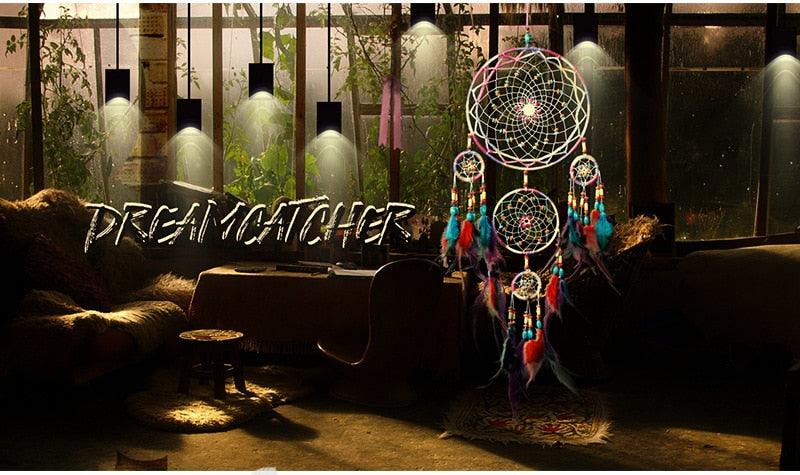 Traditional Handicrafts Original Five-ring Dream-catcher Pendant Pure Handicraft Production Fengling Hanging Feathers Ornament Creative Gifts Home Wall Decoration Girls