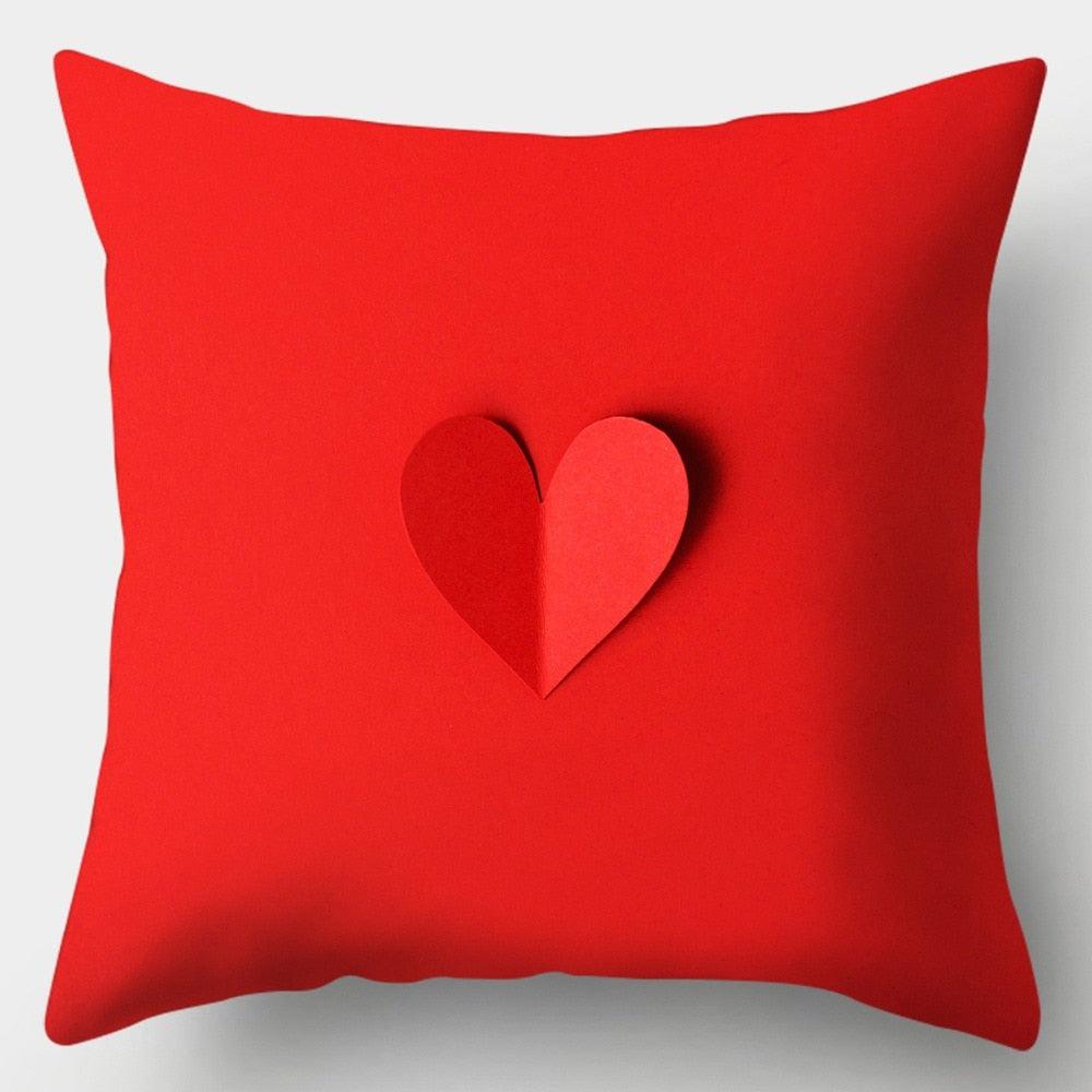 Valentines Day Red Heart And Flowers Pillow Cover Decorative Cushion Case Home Decor Sofa Couch Bedroom Car Flower Pillow Covers Love Pillow Covers Decorative Linen Square Throw Pillow Covers Couple Cushion Cases Home Decor for Sofa Bedroom Car 45x45cm